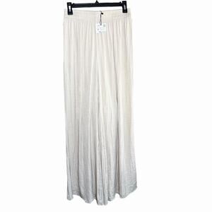 Zara Pull On Wide Leg High Rise Pants Women's Beige S Minimalist Lagenlook NWT